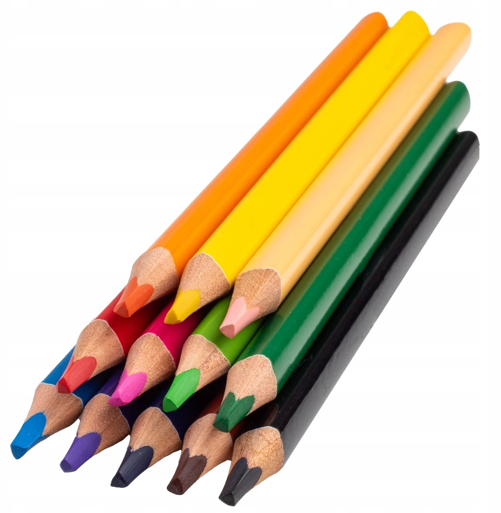 Jumbo 12 spalvų kreidelės su drožtuku Happy Color