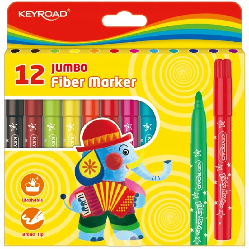 Flomasteriai Keyroad Jumbo, 12 spalvų