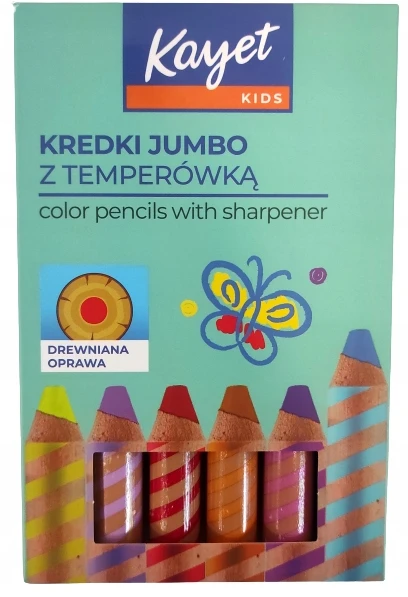 Jumbo pieštukai su drožtuku Kayet, 6 vnt.