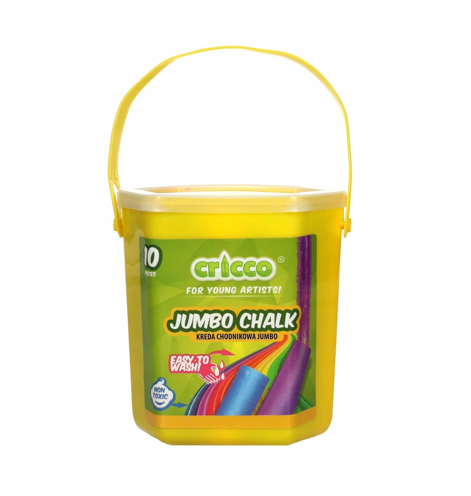 Jumbo spalvotos kreidos 10 vnt. kibirėlis CRICCO