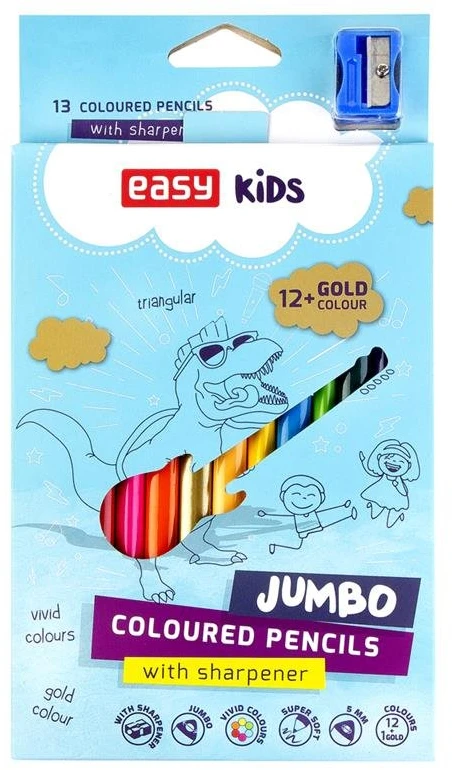 Jumbo trikampiai pieštukai 13 spalvų EASY - Easy Stationery