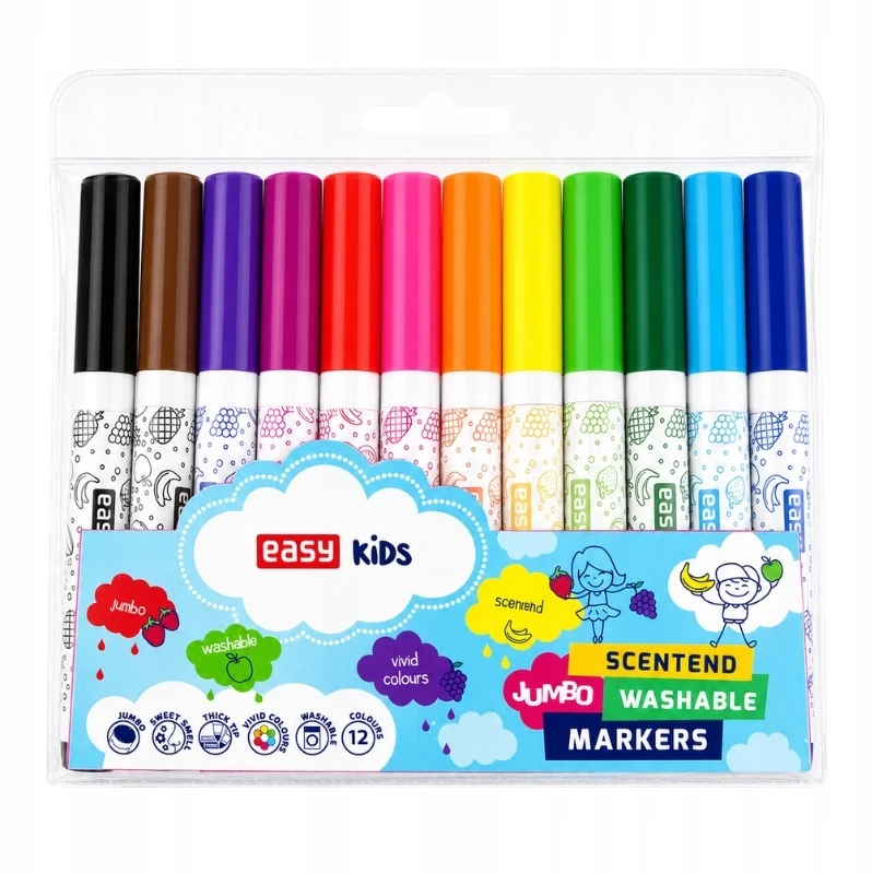 Jumbo trinami žymekliai 12 spalvų EASY - Easy Stationery