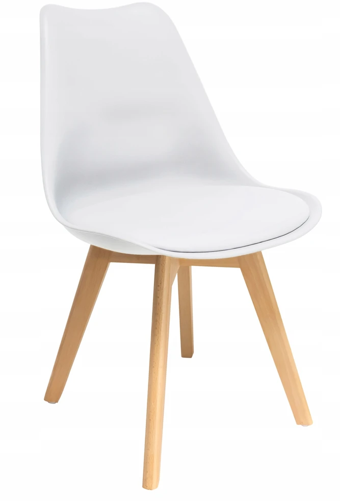 Jumi Balta skandinaviška kėdė su pagalve buko kojomis, skirta virtuvei Living Room Deluxe