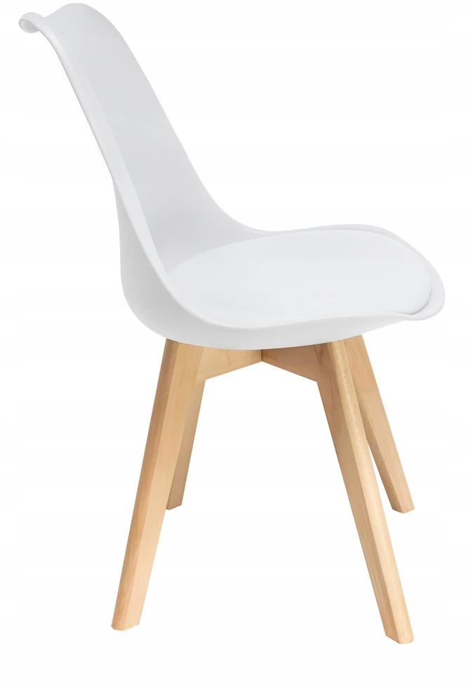 Jumi Balta skandinaviška kėdė su pagalve buko kojomis, skirta virtuvei Living Room Deluxe