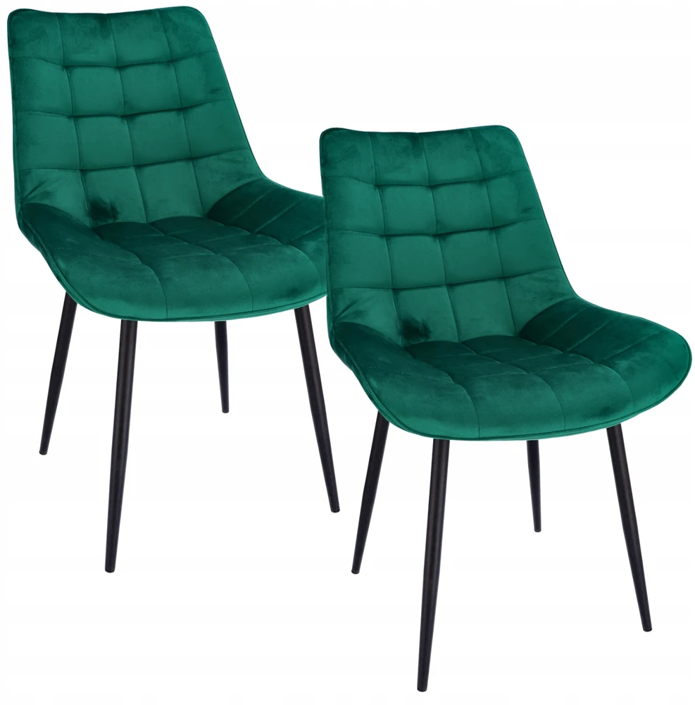 Jumi MINŠTOS VALGOMO KĖDĖS 2x VELIŪRO MODERN ŽALIA KĖDĖ
