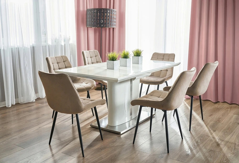 Jumi MINŠTOS VALGOMO KĖDĖS 2x VELIŪRO MODERNINĖ BEIGE KĖDĖ