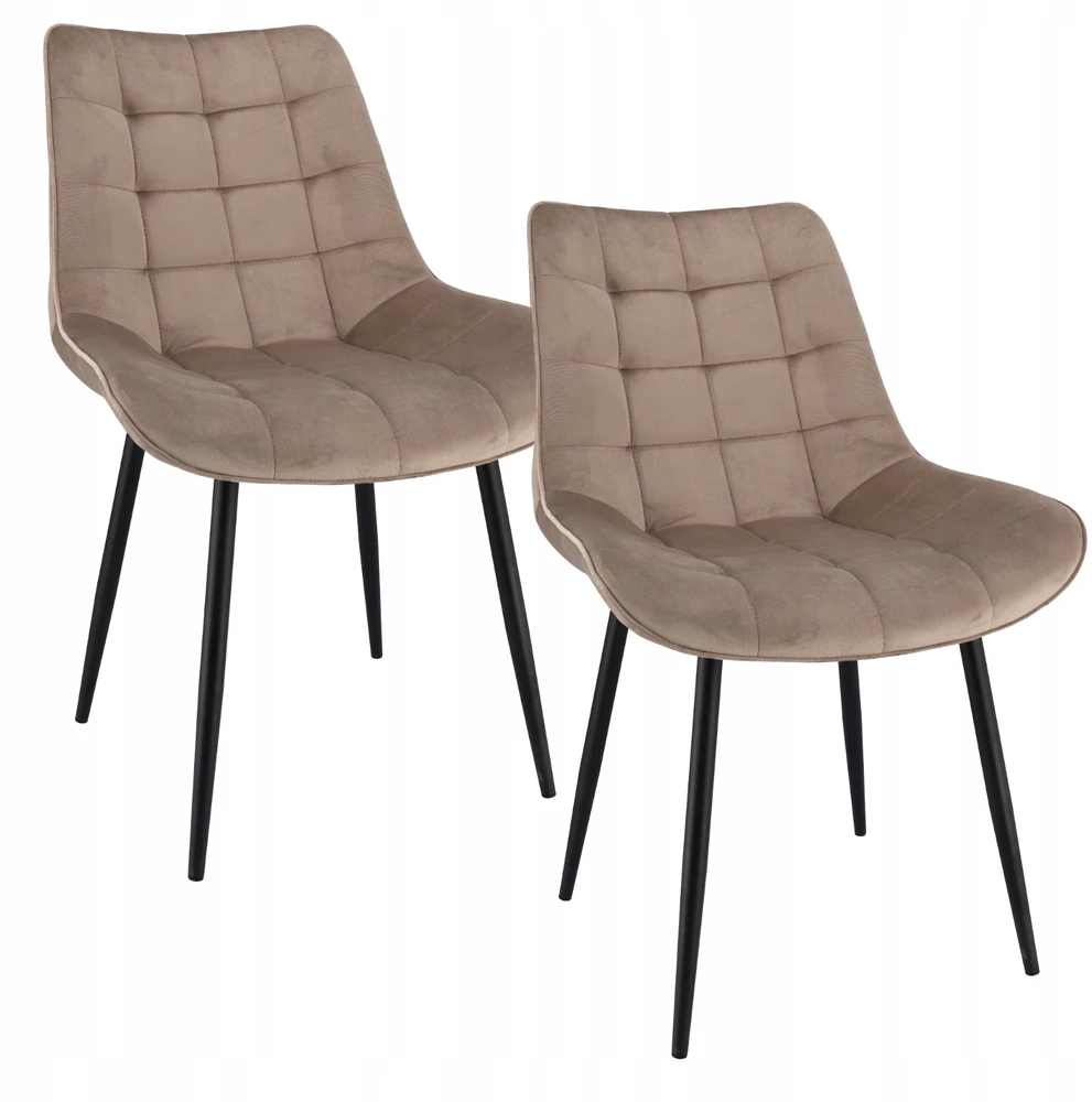 Jumi MINŠTOS VALGOMO KĖDĖS 2x VELIŪRO MODERNINĖ BEIGE KĖDĖ