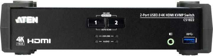 Aten | 2 prievadų USB 3.0 4K HDMI KVMP komutatorius su garso maišytuvo režimu | CS1822