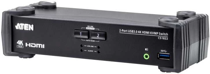 Aten | 2 prievadų USB 3.0 4K HDMI KVMP komutatorius su garso maišytuvo režimu | CS1822