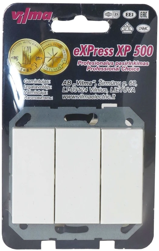 Jungiklis VILMA XP 500 be rėmelio, 3 klavišų, baltas
