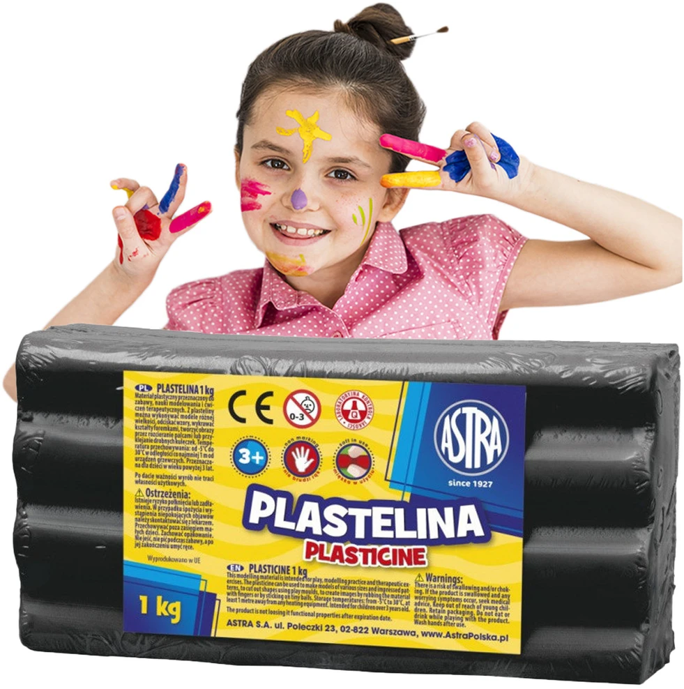 Juoda plastelina vaikams, 1kg, Astra, mokyklinė, minkšta