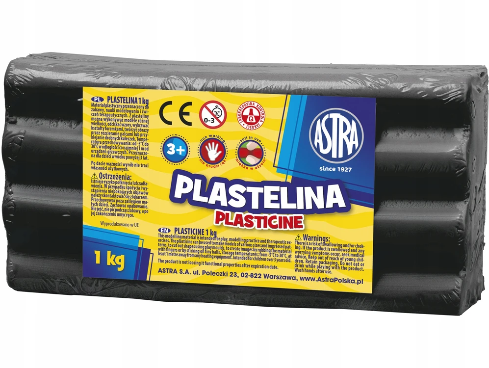 Juoda plastelina vaikams, 1kg, Astra, mokyklinė, minkšta