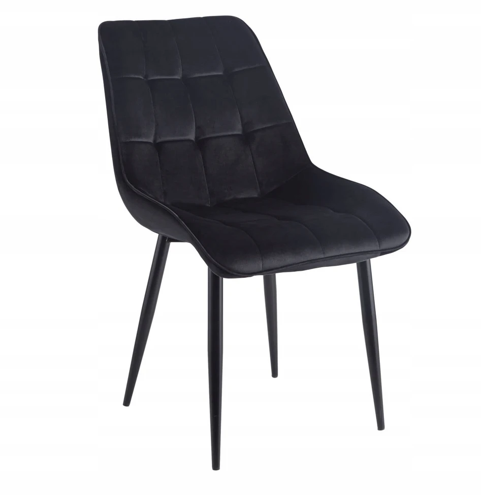 Juodas dygsniuotas aksominis krėslas, apmuštas Modern Glamour Furnitex