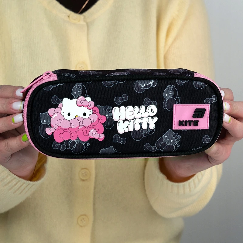 Juodas Hello Kitty Kite mokyklinis pieštukų dėklas mergaitėms