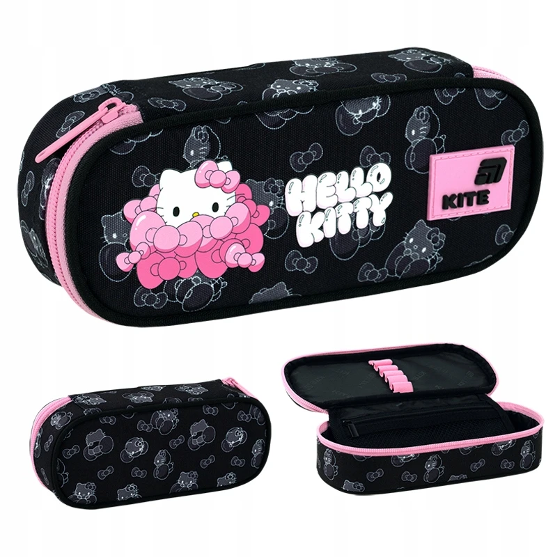 Juodas Hello Kitty Kite mokyklinis pieštukų dėklas mergaitėms