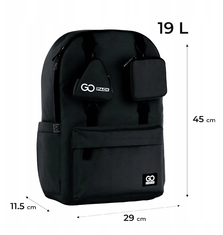 Juodas jaunimo kuprinė Gopack su priedais, 19l