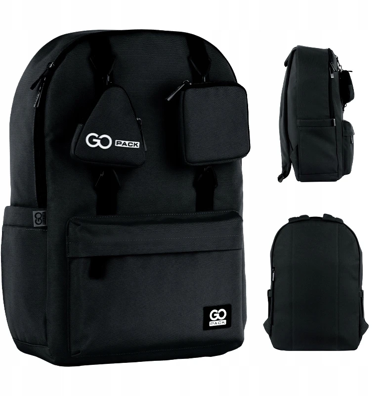 Juodas jaunimo kuprinė Gopack su priedais, 19l