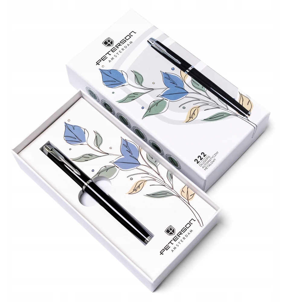 Juodas metalinis rašiklis su juodu rašalu - Peterson