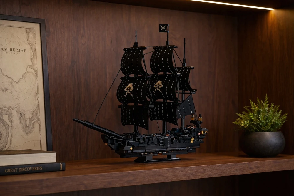Juodas Pearl Pirate Ship Dark Pearl 774 Blocks Pirate Ship Model 8+
