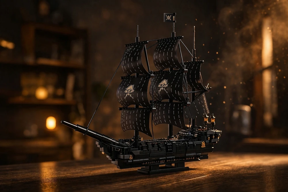 Juodas Pearl Pirate Ship Dark Pearl 774 Blocks Pirate Ship Model 8+