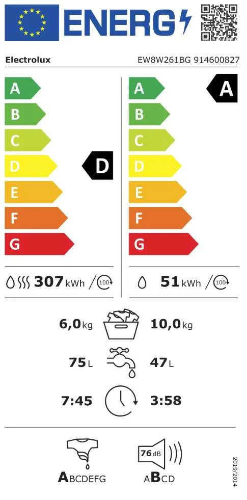Skalbimo mašina Juodos spalvos skalbyklė su džiovinimu Electrolux EW8W261BG