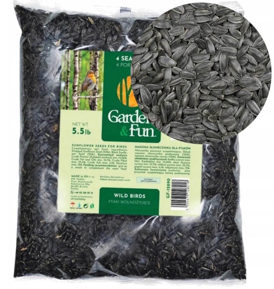 Garden&Fun Juodosios saulėgrąžų sėklos 1,6kg laukiniams paukščiams
