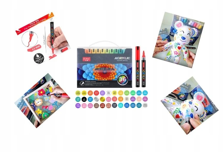 Jupai Markery flamastry akrylowe 36 vnt/kpl WODOODPORNE