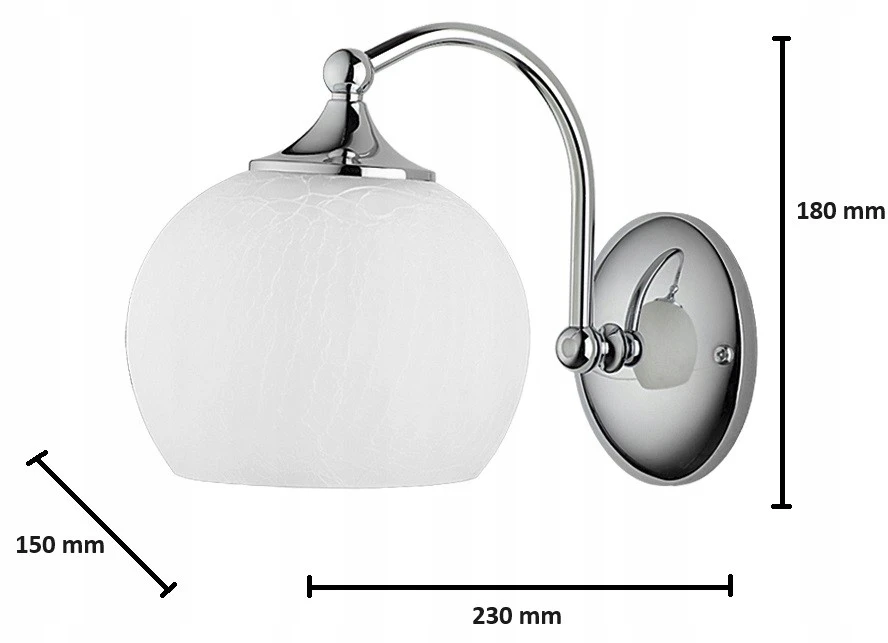 Jupiter Kinkiet LARGO Sidabrinė Baltas Szklany Klosz 1xE27 Lampa Ścienna Do Pokoju Dom