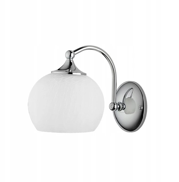 Jupiter Kinkiet LARGO Sidabrinė Baltas Szklany Klosz 1xE27 Lampa Ścienna Do Pokoju Dom