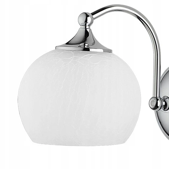 Jupiter Kinkiet LARGO Sidabrinė Baltas Szklany Klosz 1xE27 Lampa Ścienna Do Pokoju Dom