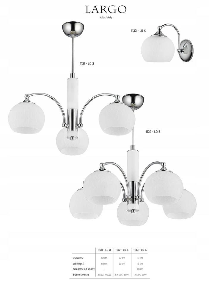 Jupiter Kinkiet LARGO Sidabrinė Baltas Szklany Klosz 1xE27 Lampa Ścienna Do Pokoju Dom
