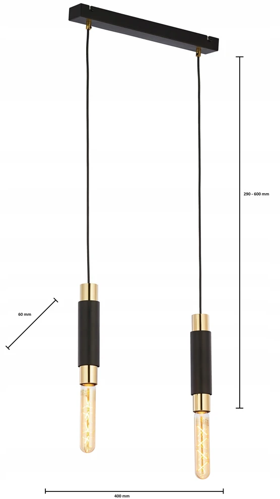 Jupiter Lile modernus 2 šviesų pakabinamas šviestuvas, 40 cm