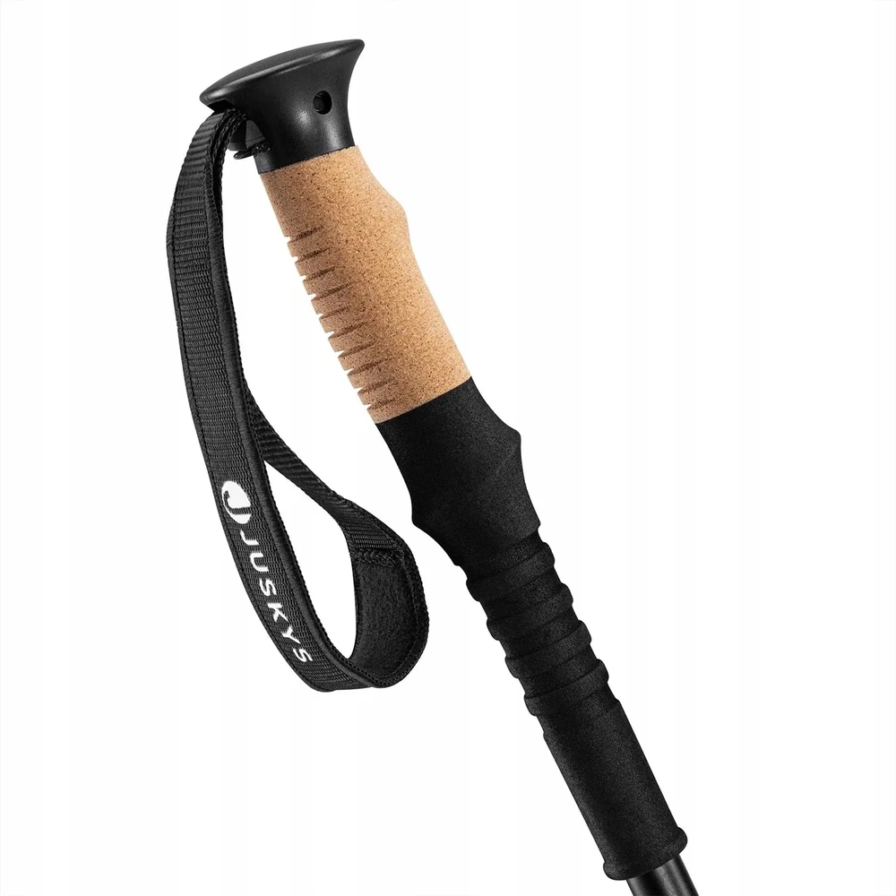 Juskys Trekking lazdų rinkinys, 2 vnt., reguliuojamas 65-135 cm, juodos spalvos