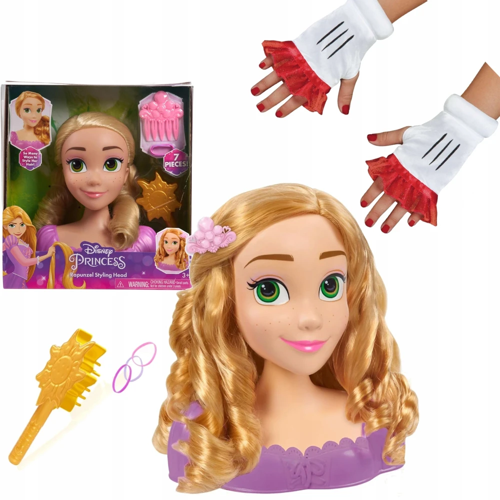 justplay "Disney" princesė Rapunzel Tangled Lėlė su galva ir šukuosena + priedai