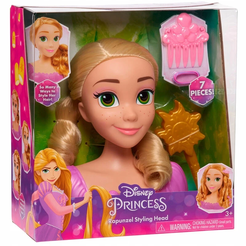 justplay "Disney" princesė Rapunzel Tangled Lėlė su galva ir šukuosena + priedai