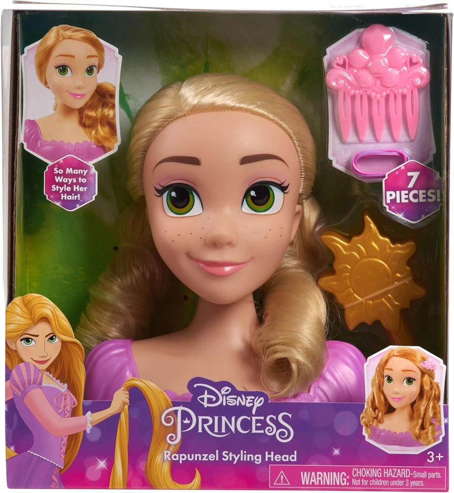 justplay "Disney" princesė Rapunzel Tangled Lėlė su galva ir šukuosena + priedai