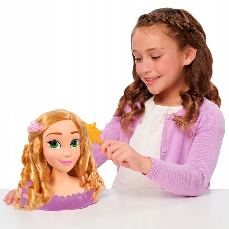 justplay "Disney" princesė Rapunzel Tangled Lėlė su galva ir šukuosena + priedai