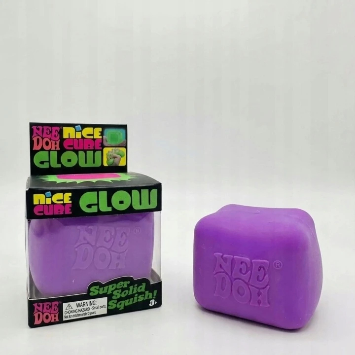 Švelnus žaislinis kubas Nice Cube Glow NeeDoh Schylling švytintis