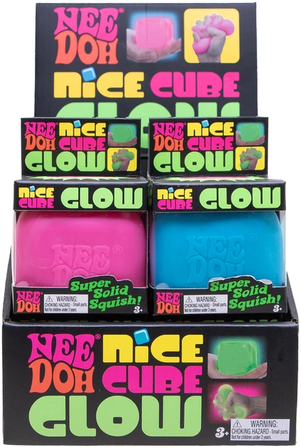 Švelnus žaislinis kubas Nice Cube Glow NeeDoh Schylling švytintis