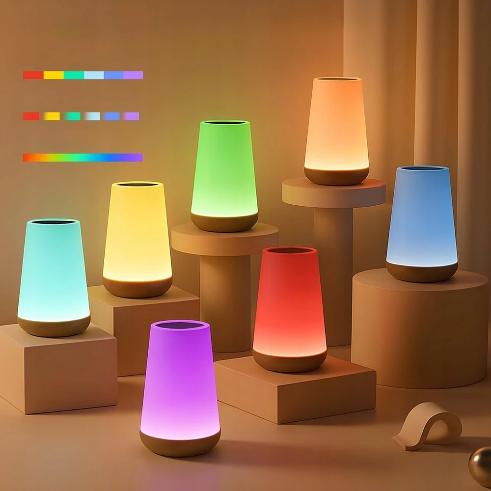 JYSafora PRIJUNGTAMAS RGB LED NAKTINIS LEMPAS VAIKAMS SU LIETIMO JUTIKLIU + NUOTOLINIO PULTU