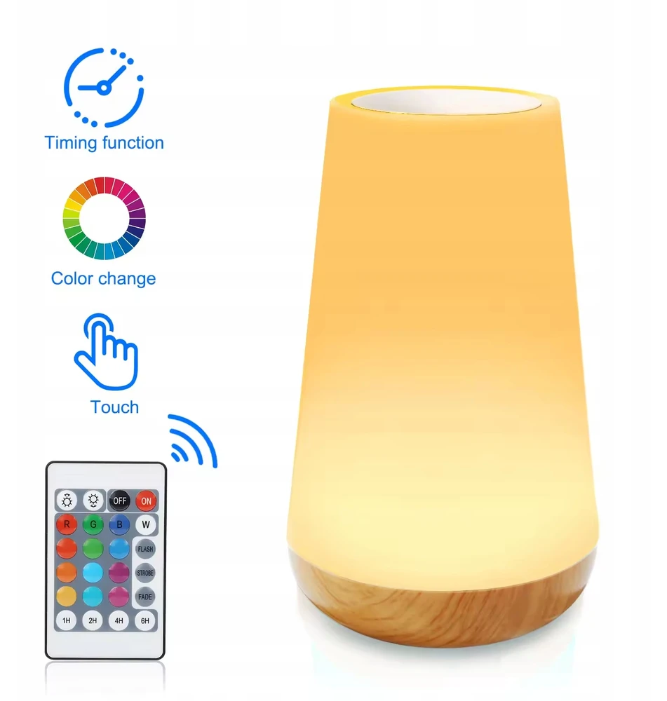 JYSafora PRIJUNGTAMAS RGB LED NAKTINIS LEMPAS VAIKAMS SU LIETIMO JUTIKLIU + NUOTOLINIO PULTU