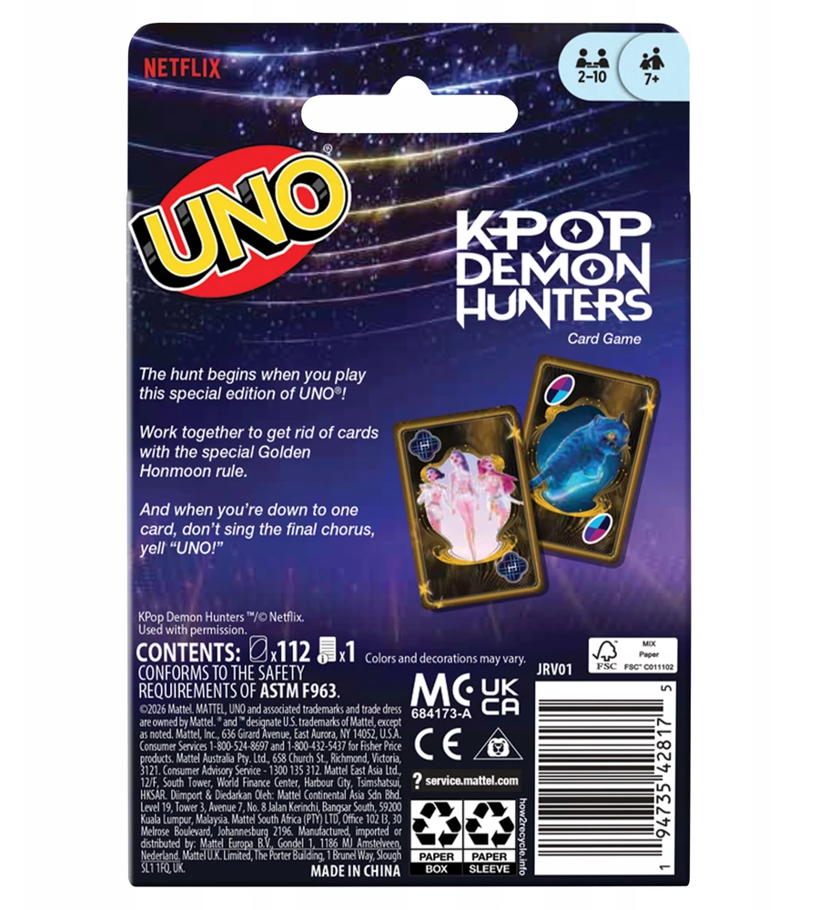 UNO kortos KPOP Demon Hunters