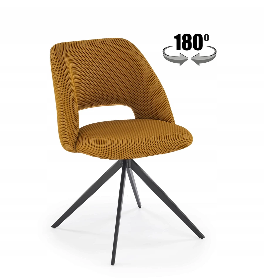 K546 Garstyčių juoda metalinė pasukama kėdė Modern Halmar