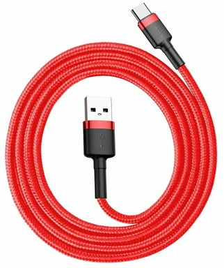 Kabelis Baseus USB2.0 C-USB C kištukas 1 m, su nailoniniu šarvu Cafule, raudonas/juodas