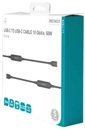 Kabelis DELTACO USB-C C-C, aktyvus, 10Gbps, 3A, 5m / 1902003