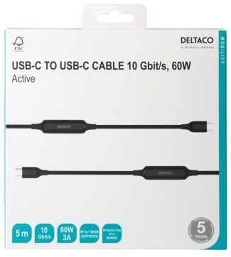 Kabelis DELTACO USB-C C-C, aktyvus, 10Gbps, 3A, 5m / 1902003