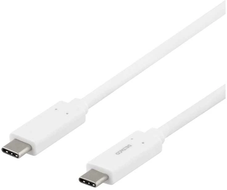 Kabelis DELTACO USB-C į USB-C, 1m, USB 3.1 Gen, E-Marker, 3A, baltas / USBC-1059M