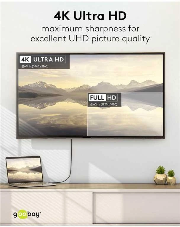„Goobay“ USB-C–DisplayPort kabelis, 4K, 60 Hz, 1 m | 75704