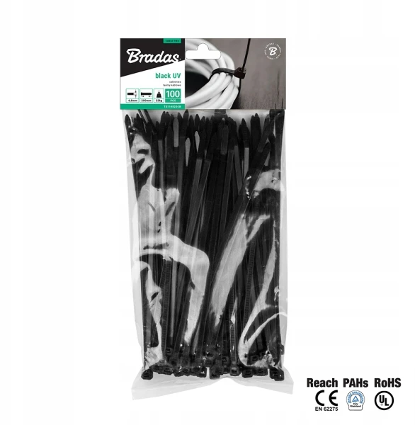 Bradas OPASKA PLASTIKOWA Juoda 2,5 x 100mm 100szt