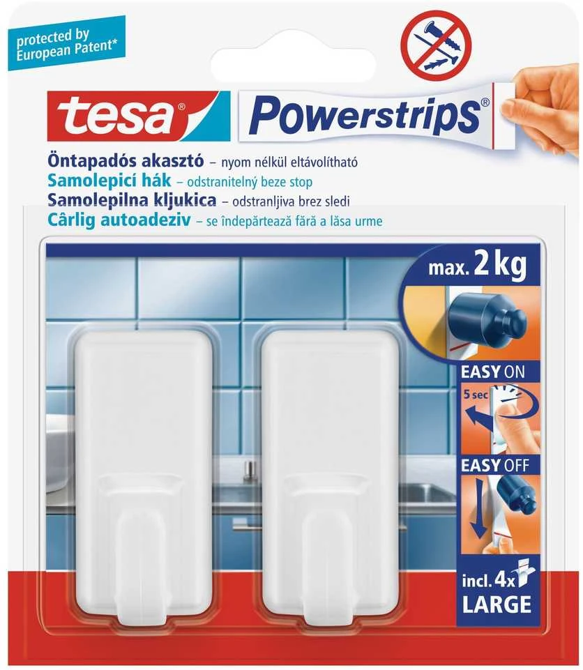 Haczyk Tesa Kabliukai Power Strips, atsparūs vandeniui, 2 vnt.
